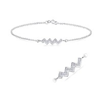 Wave Shaped CZ Crystal Silver Bracelet BRS-1103